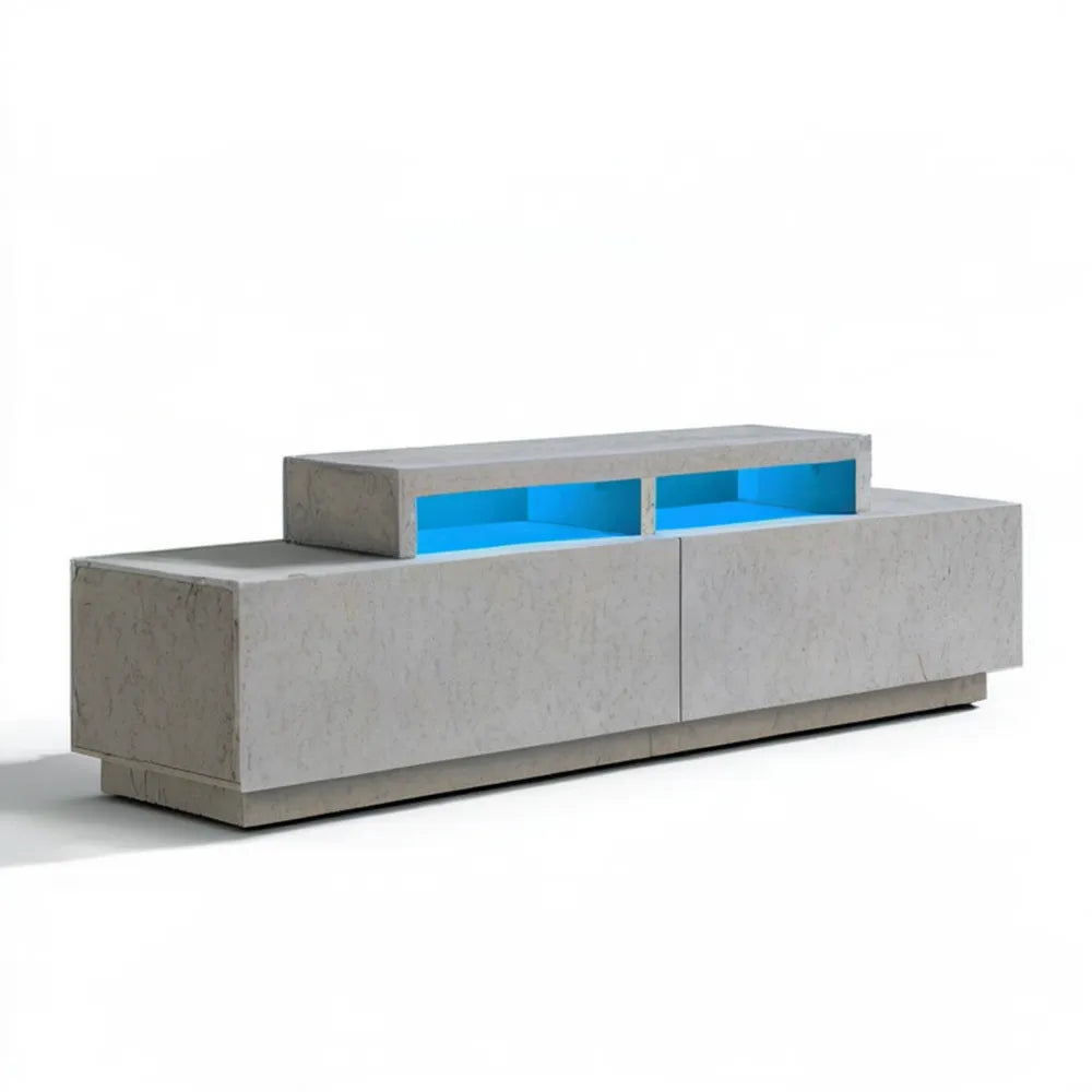 Szafka RTV betonowa z niebieskimi półkami 180 x 45 x 55 cm