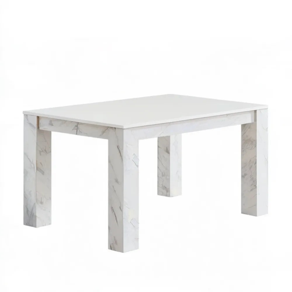 Stół do jadalni MDF w dekorze białego marmuru 120 x 70 x 75 cm