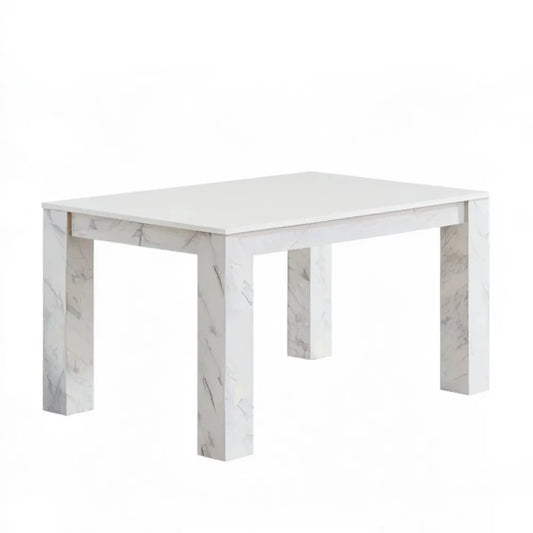 Stół do jadalni MDF w dekorze białego marmuru 120 x 70 x 75 cm