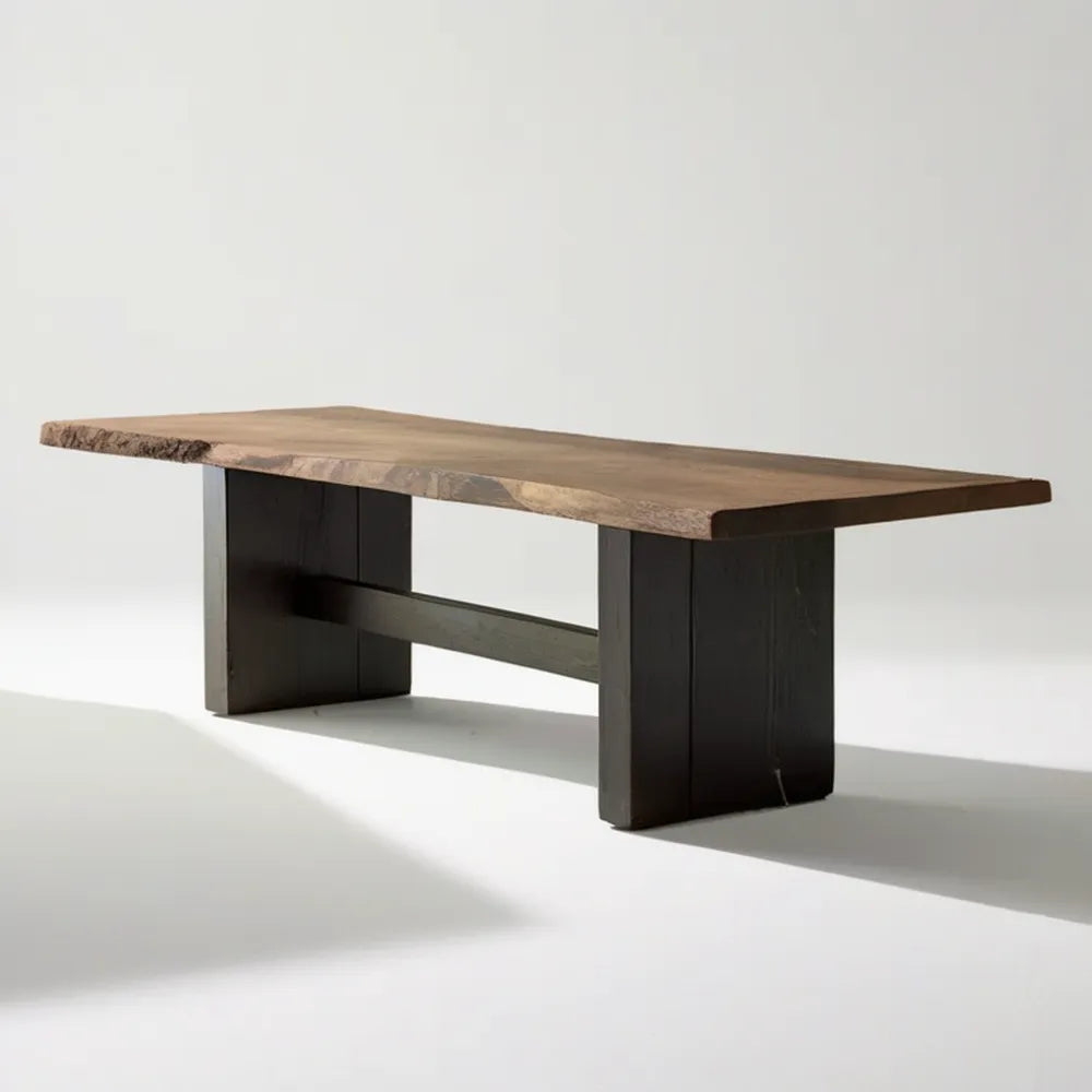 Stół jadalniany z litego drewna akacjowego 180 x 90 x 75 cm, brązowo-czarny