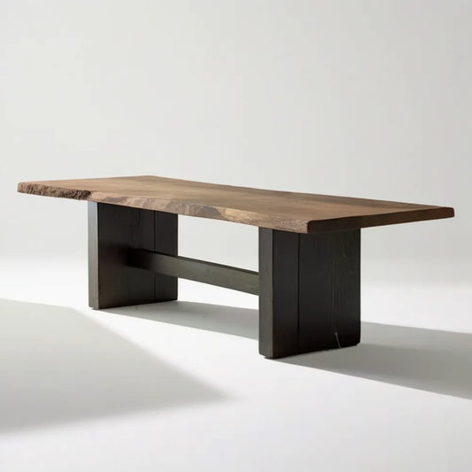 Stół jadalniany z litego drewna akacjowego 180 x 90 x 75 cm, brązowo-czarny