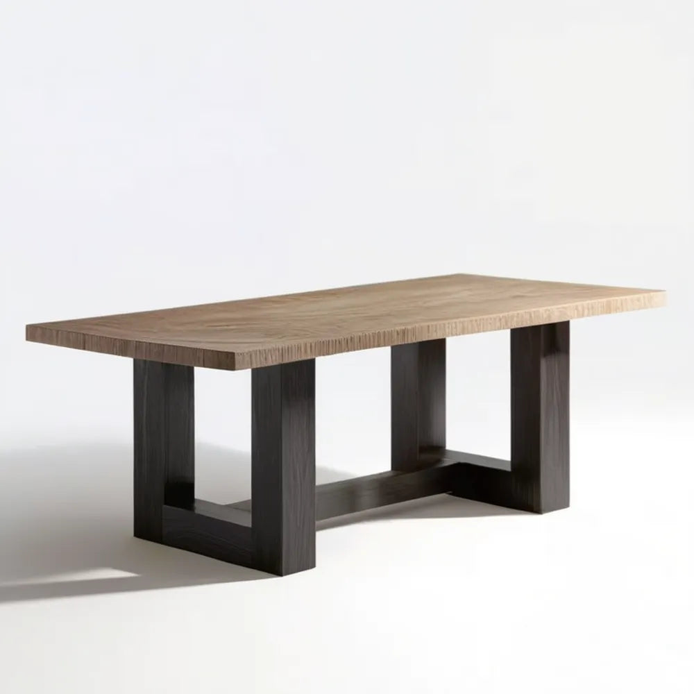 Prostokątny stół do jadalni 180 x 90 x 75 cm, dąb naturalny i czarny