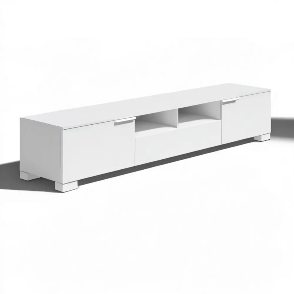 Biała szafka RTV z płyty laminowanej 180 x 40 x 45 cm