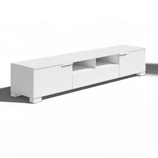 Biała szafka RTV z płyty laminowanej 180 x 40 x 45 cm